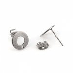 Oorbelhouder 10 mm roestvrij staal ronde chip N°04 Zilver