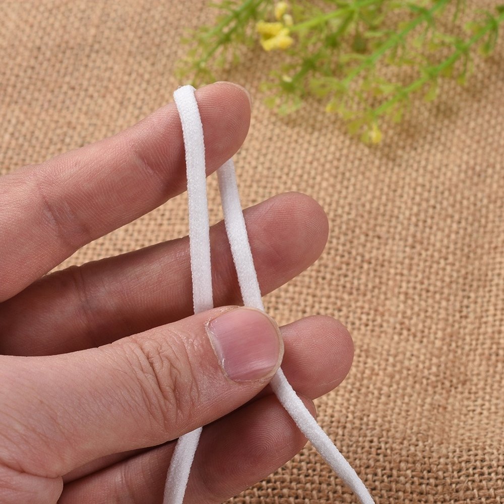 Platte polyester elastiek 4 mm wit tot 10 cm