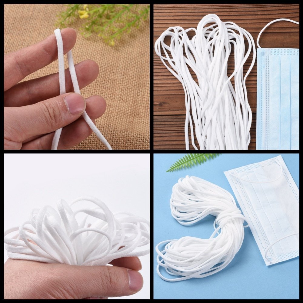 Platte polyester elastiek 4 mm wit tot 10 cm