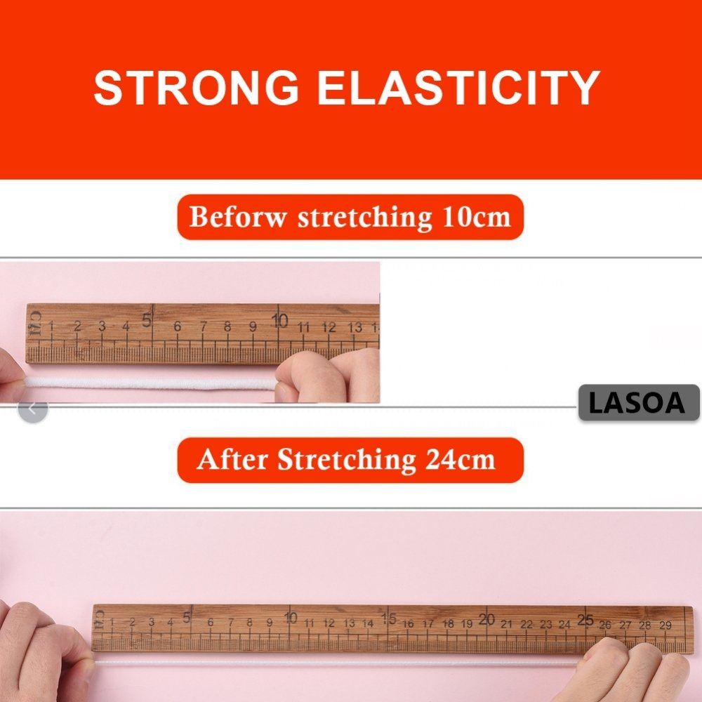 Platte polyester elastiek 4 mm wit tot 10 cm