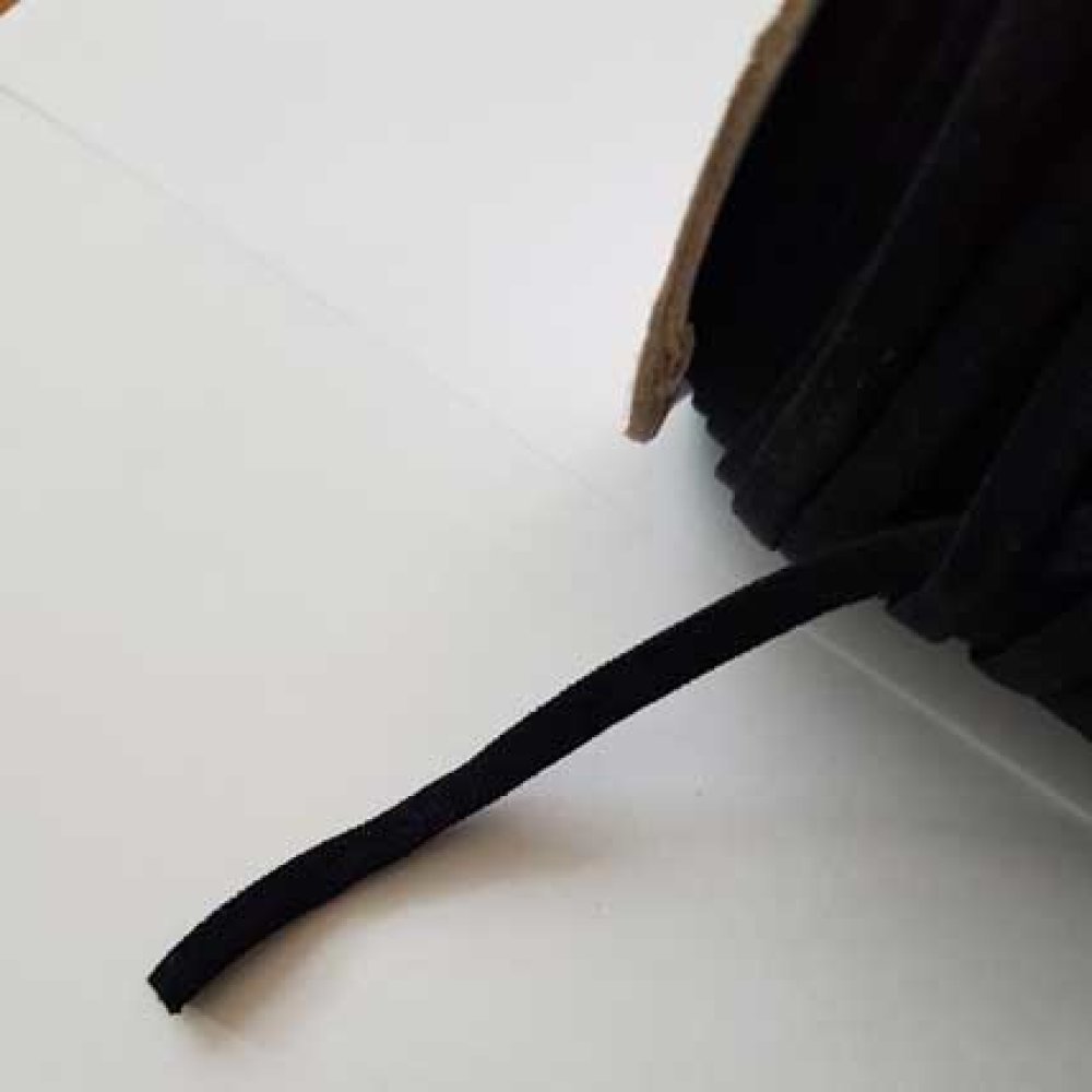 Elastisch Polyester Nylon Plat 4 mm zwart x 100 meter