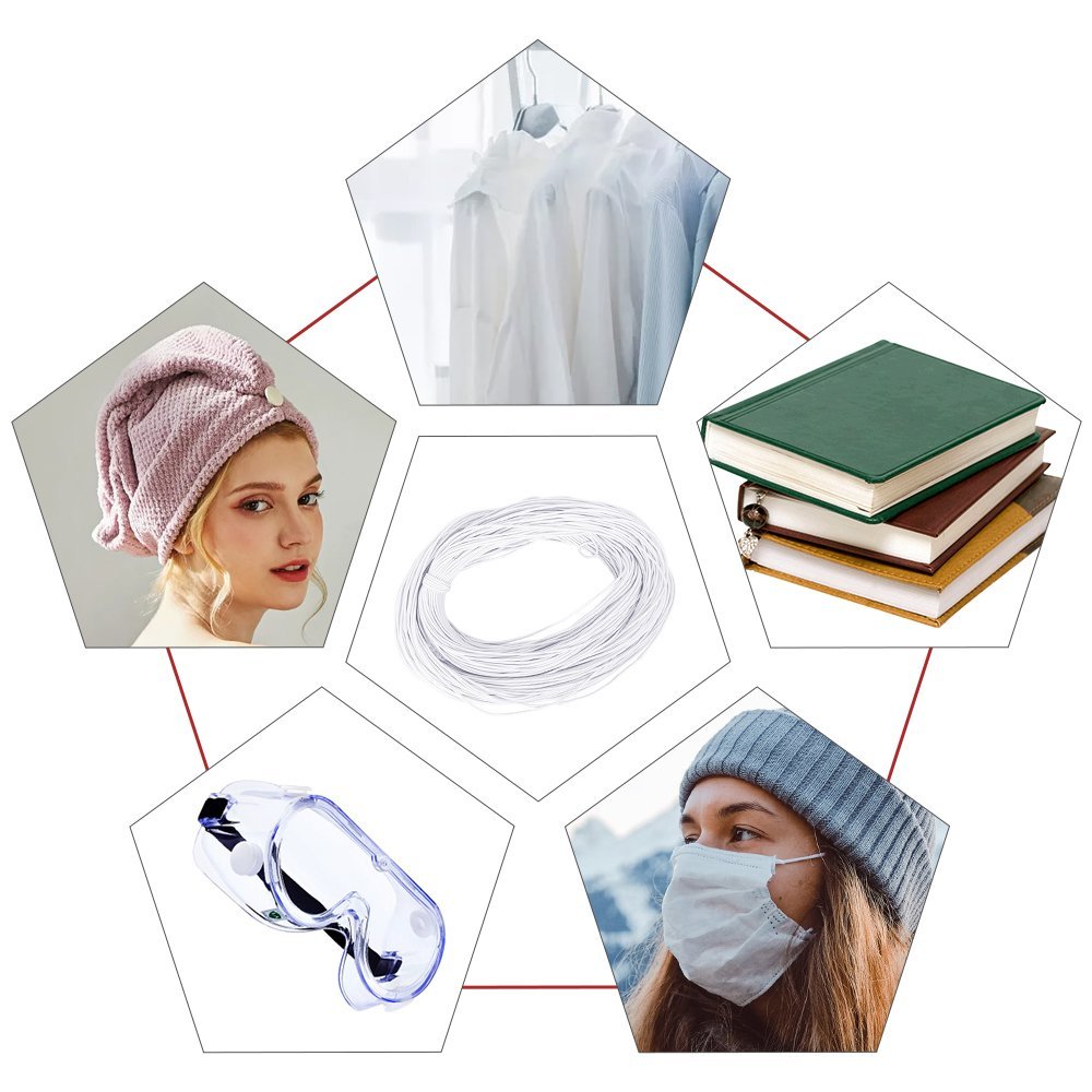 Élastique masque rond 2.5 mm Blanc au 10 cm