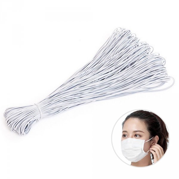 &Eacute;lastique masque rond 2.5 mm Blanc au 10 cm