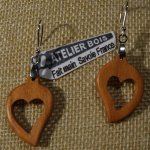 oorbellen hart gewaxt kersenhout, hout bruiloft, valentijnsdag, handgemaakt