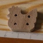 Knoop kip 25mm massief hout handgemaakt naaien scrapbooking hobby