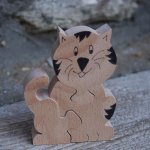 Houten puzzel 3 stukjes kat, Hetre kitten, handgemaakt