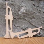 3mm massief esdoorn trompet beeldje, met de hand gesneden, decoratieve miniatuur, muziek scrapbooking versiering