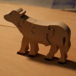 Houten puzzel 4 stukken massief beukenhout, handgemaakt, boerderijdieren