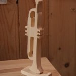 Lange houten trompet 20cm, sparrenhout, muzikale decoratie, cadeau voor trompettist, handgemaakt
