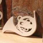 massief houten Franse hoorn 15 cm hoog, handgemaakt, bruiloft decoratie, muziek