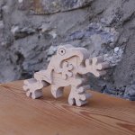 kikker puzzel 2 stukken massief beukenhout handgemaakt, batrachiaans