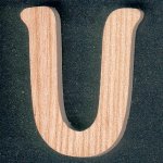 Houten letter U, hoogte 5 cm, gemaakt van essenhout