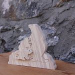 3 marmotten puzzel 4 stuks massief beukenhout, handgemaakt, bergdieren