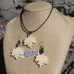 Esdoornblad set, handgemaakte esdoornhouten oorbellen en hanger