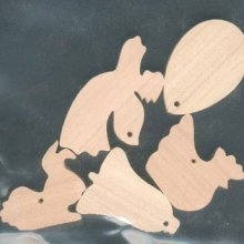 5 deco's voor Pasen of Kerstmis te schilderen om op te hangen op massief esdoornhout handgemaakt