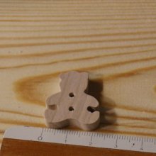 Teddybeer knop 22mm embellishment scrapbooking thema kindergeboorte massief hout handgemaakt 