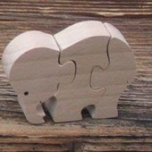 3-delige puzzel olifant massief hout, handgemaakt, savanne dieren