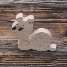 Houten puzzel slak 3 stukken massief beukenhout, handgemaakt