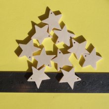 Miniatuur sterbeeldje met 5 doorboorde takken, kerstversiering om te versieren en op te hangen, massief hout