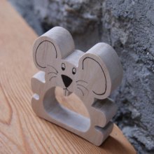 Servetring muis, handgemaakt in massief hout