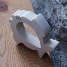 Vis servetring, handgemaakt in massief hout