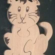 Houten puzzel 3 stukken tijger massief hout, handgemaakt, savanne dieren