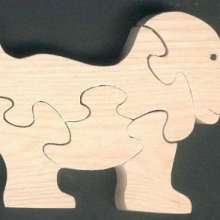 Houten puzzel hond 5 stukjes in beukenhout, huiselijke aniamux