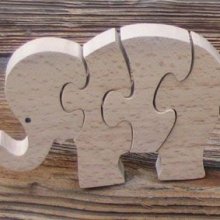 olifant puzzel 4 stukken massief beukenhout, handgemaakt, savanne dieren