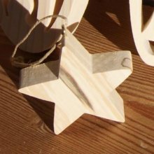 Ster 5x5 cm in massief berkenhout, handgemaakte kerstversiering