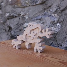 kikker puzzel 2 stukken massief beukenhout handgemaakt, batrachiaans