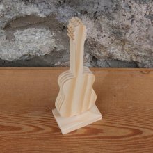 gitaar op voet, bruiloftstafelversiering, sparrenhout, handgemaakt
