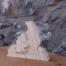 3 marmotten puzzel 4 stuks massief beukenhout, handgemaakt, bergdieren