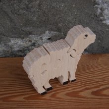 Houten puzzel 4 stukken schaap of lam handgemaakt massief hout, boerderijdieren
