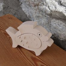 Vis met houten puzzelei om te schilderen