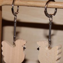 handgemaakte massief kersenhout kip sleutelhanger