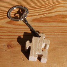 handgemaakte massief houten puzzelsleutelhanger