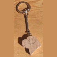 sleutelhanger hondenkop Sint Bernard, golden retriever handgemaakt massief hout