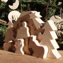 Houten puzzel om te beschilderen, 10 stukken handgemaakt in massief esdoorn.