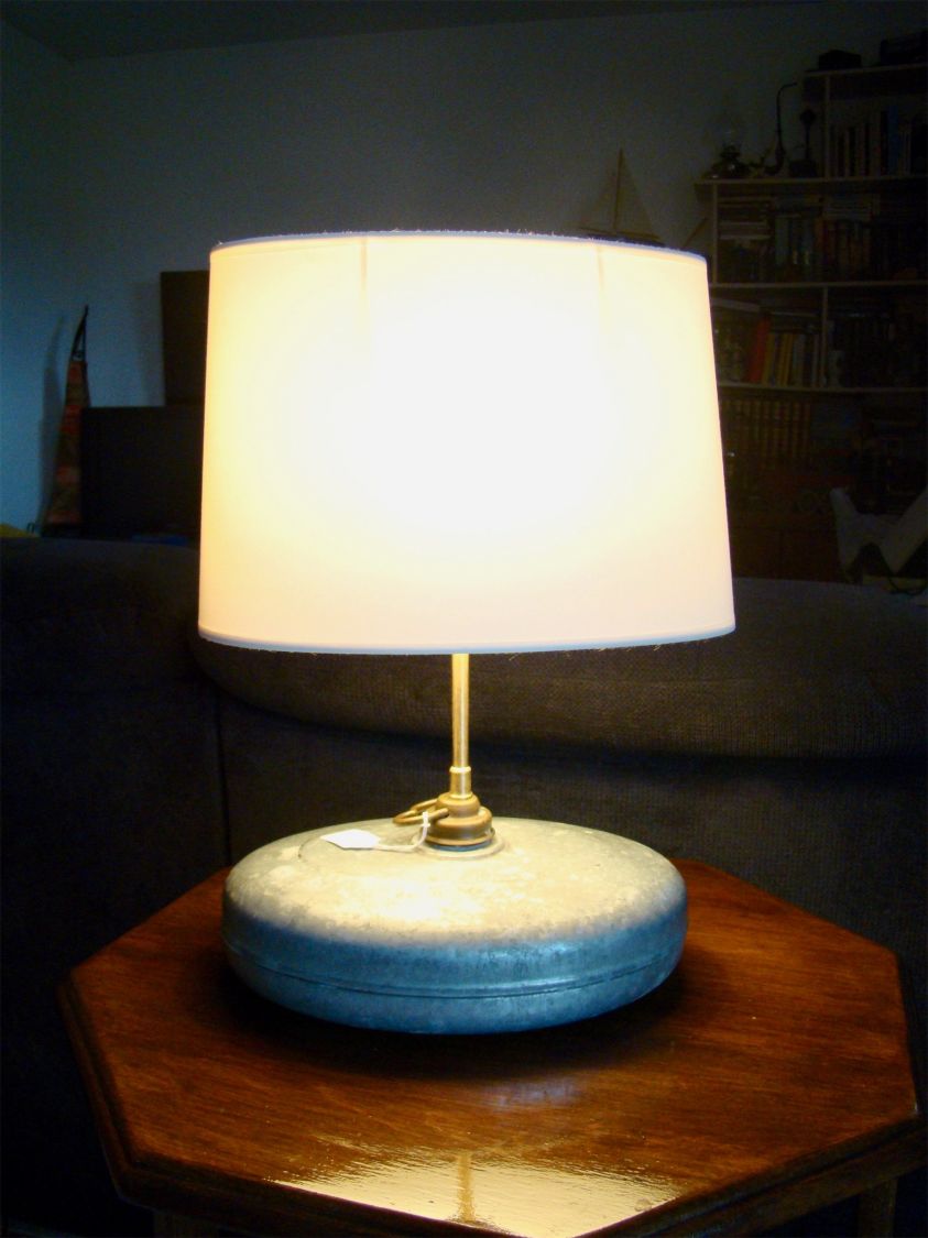 Antieke Zinken Warmwaterfleslamp 