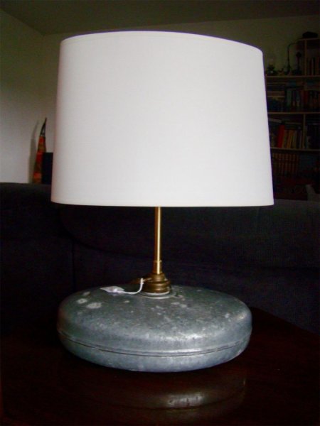 Antieke Zinken Warmwaterfleslamp 