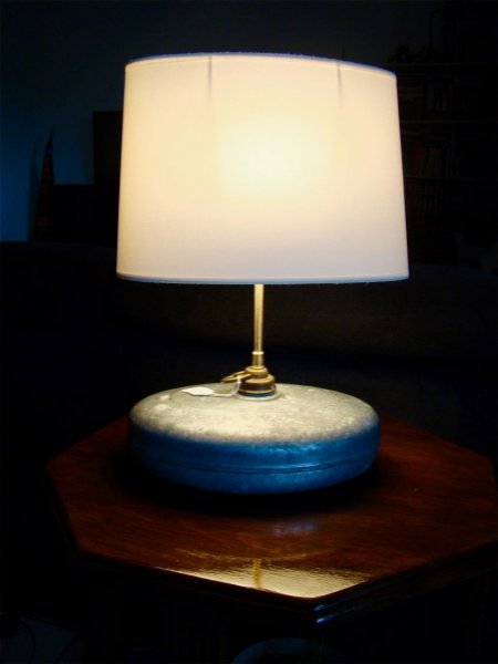 Antieke Zinken Warmwaterfleslamp 