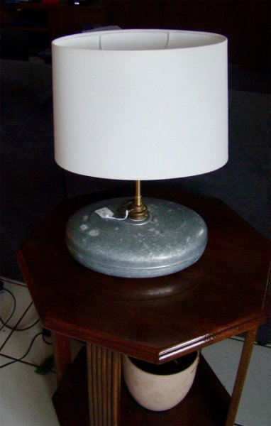 Antieke Zinken Warmwaterfleslamp 