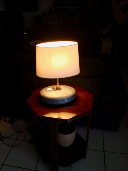 Antieke Zinken Warmwaterfleslamp 