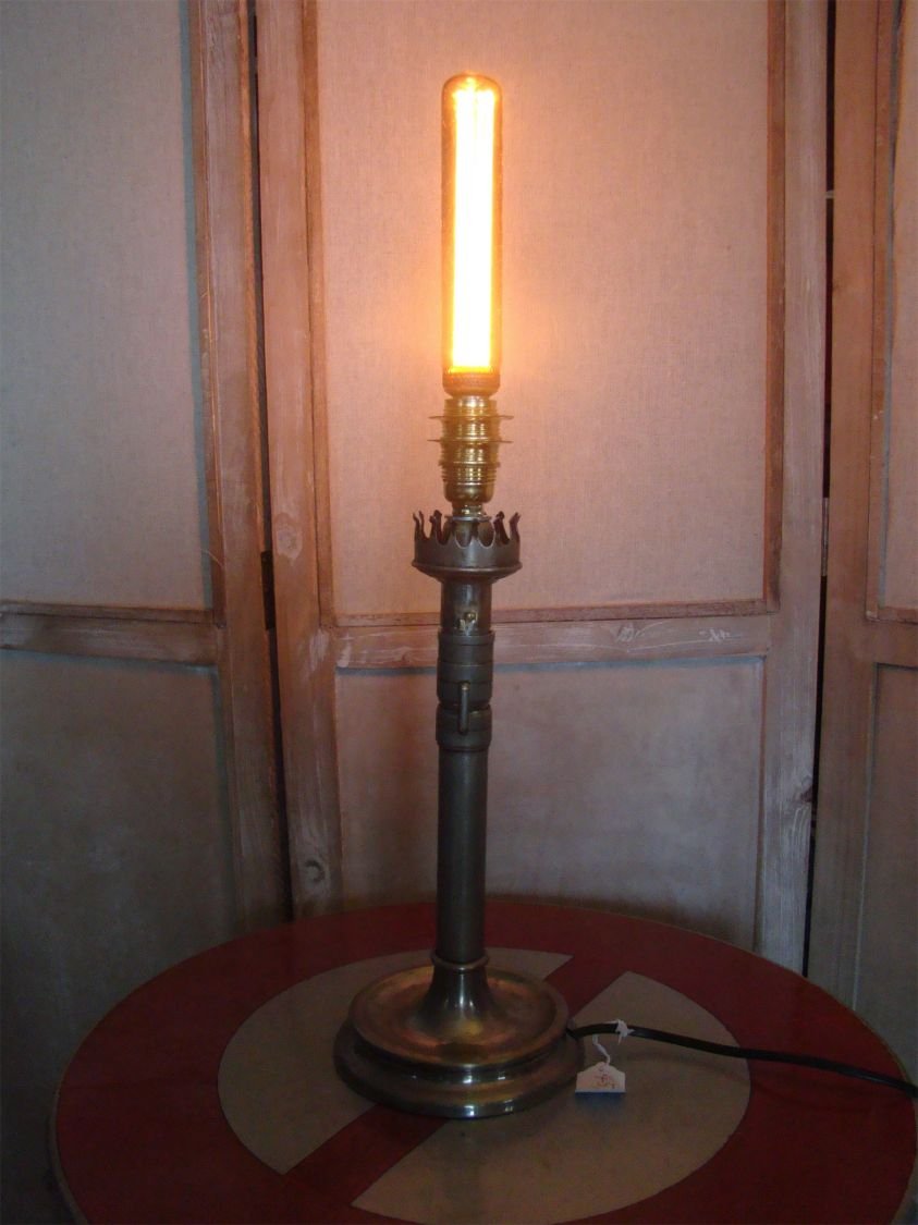 Antieke messing kaarslamp EDISON stijl