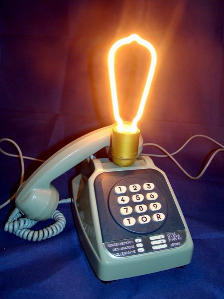80' stijl blauwe neon telefoonlamp 