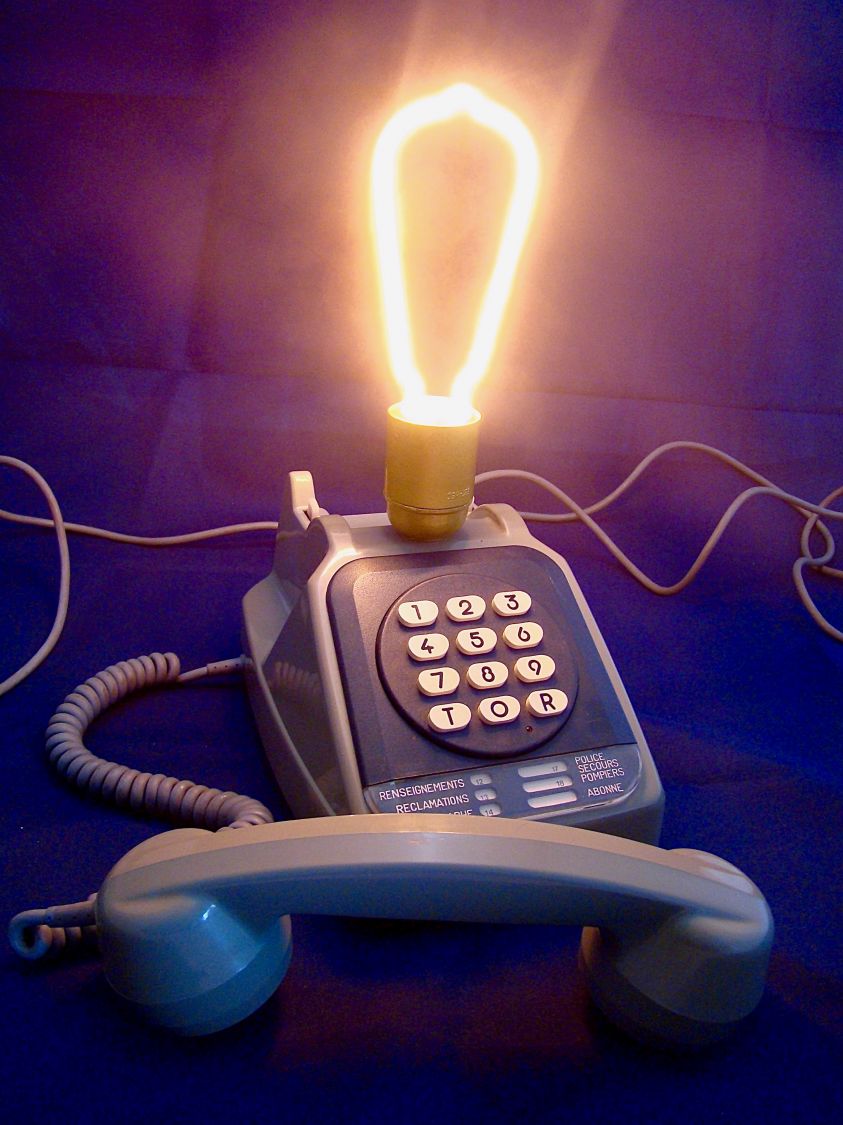 80' stijl blauwe neon telefoonlamp 
