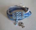 Saipan dubbele draai lederen armband blauw