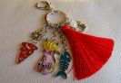 Sleutelhanger kat & muis met rode pompon