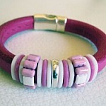Regaliz leder en roze parel armband