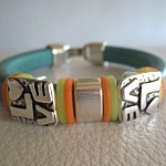 Leren armband Regaliz Turquoise Love 